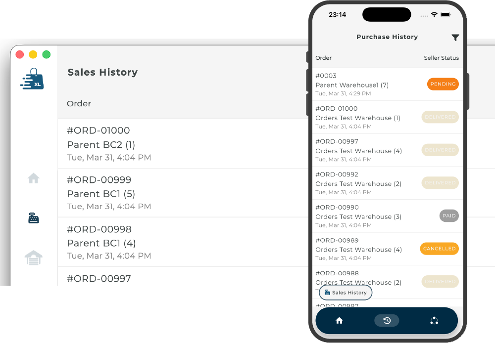 JholaXL order management screenshot